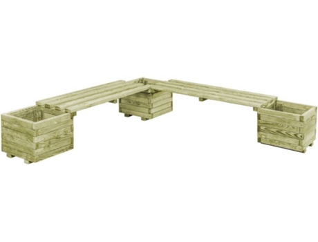 vidaXL Banco de jardín con jardineras de madera de pino impregnada