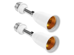 Adaptador De Enchufe E27 De 2 Piezas, Color Blanco, Abs, Con Rotación De 360 Grados.