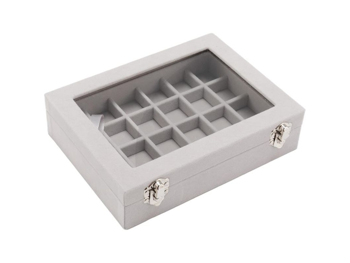 2026-33154-organizador De Joyería Caja De Terciopelo Con 24 Compartimentos Almacenamiento Anillos Pendientes Pequeño