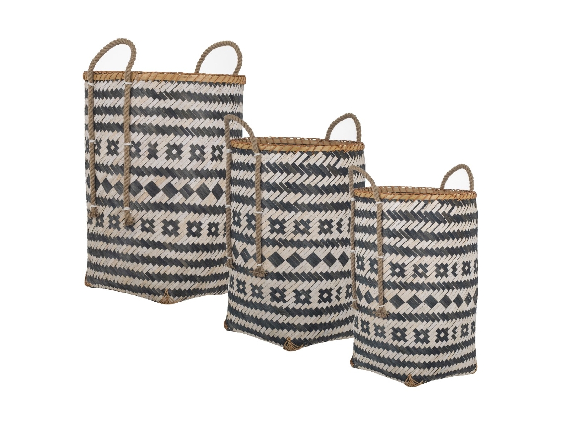 Cesta Marrón de Seagrass-Alga Marina 59*43*43cm Set de 3 Unidades Cestas Set 3 U