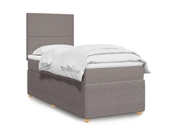 Cama Box Spring Con Colchón Tela Gris Taupe 90x190 Cm