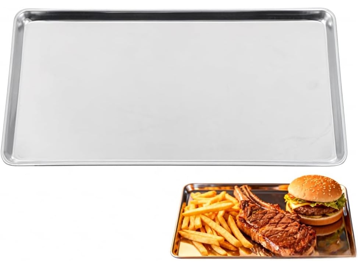 Tazón rectangular de acero inoxidable para servir fideos de arroz, grande, para servir