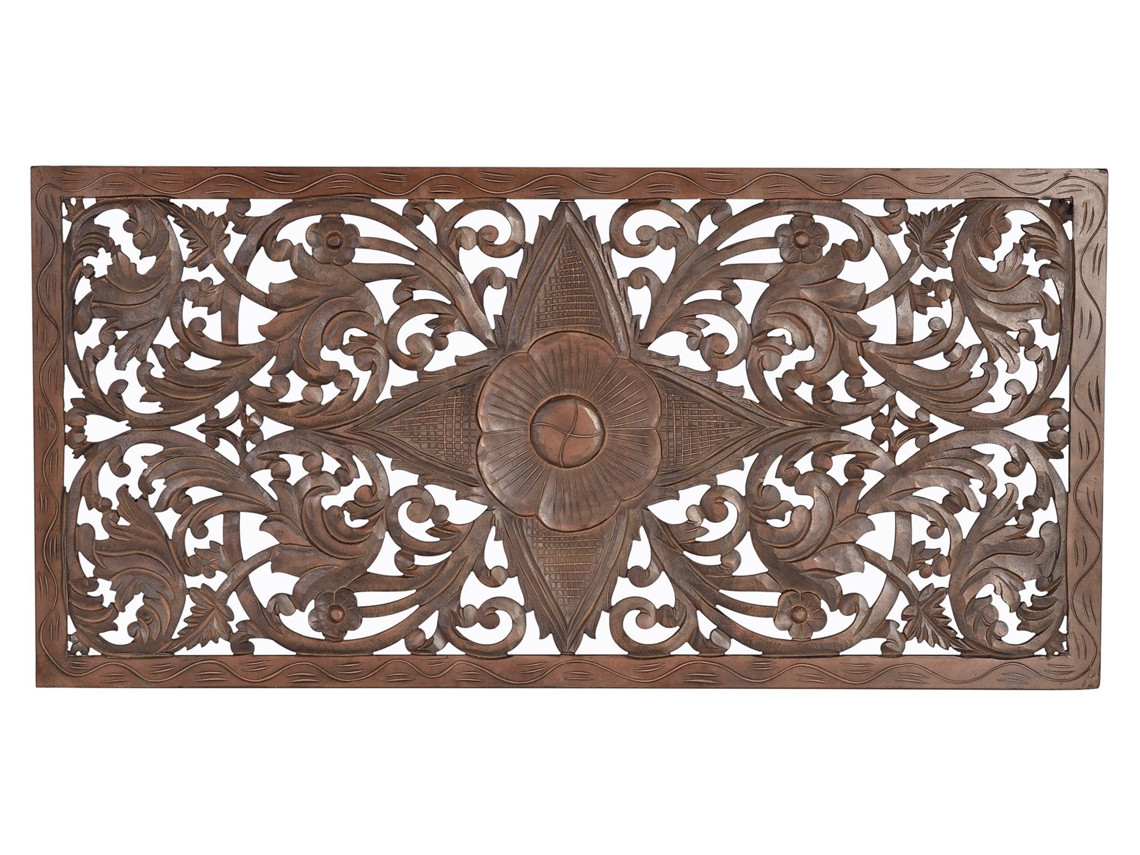 Cabecero en madera de mango nogal marrón.GINER Y COLOMER 81x3x166
