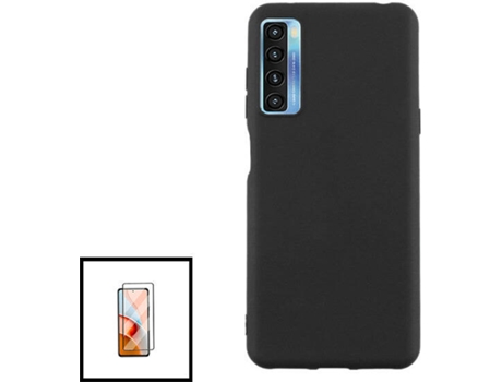 Kit Funda Silicona Liquida para TCL 20L + Protector Cristal Templado 5D Full Cover