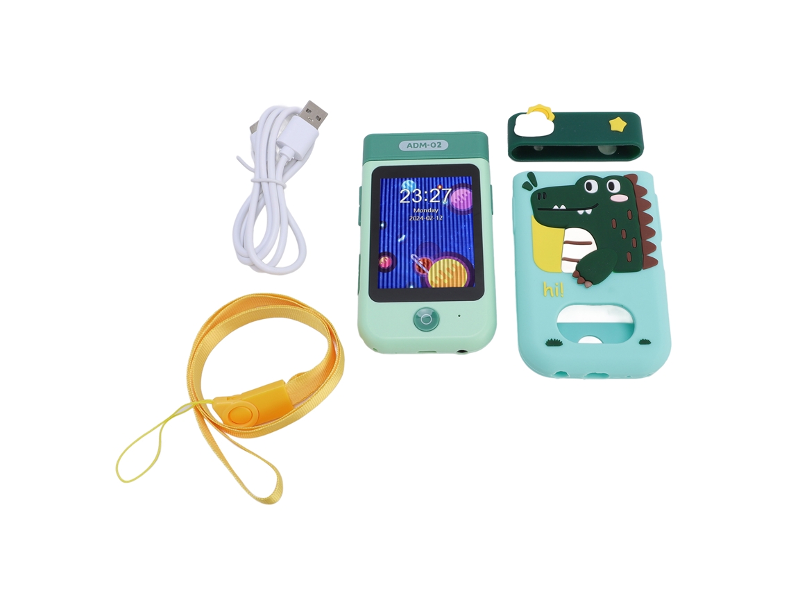 Teléfono Móvil Inteligente De Juguete Para Niños Con Cámara Giratoria De 180°, Pantalla De 2,8 Pulgadas Y Diseño De Dinosaurio Verde.
