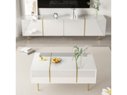 Mueble de TV Mobrio de 170 cm con 4 puertas de MDF blanco