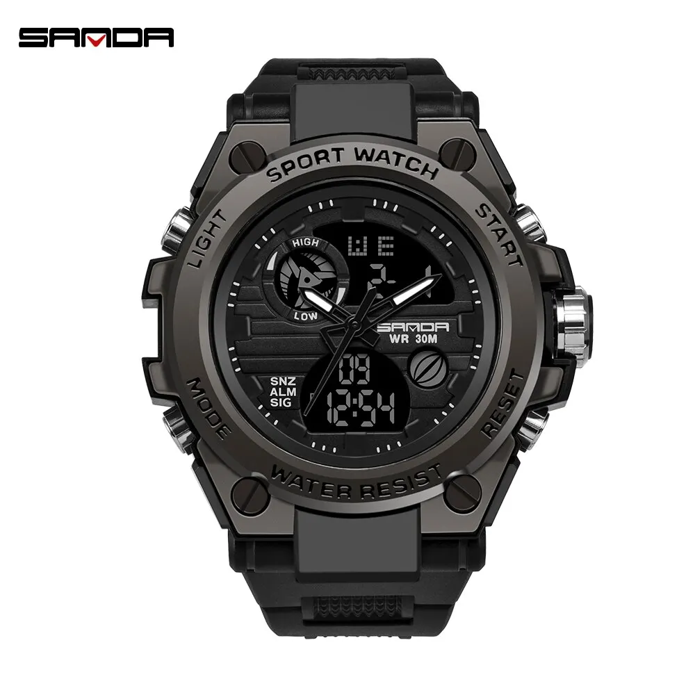 Reloj Deportivo Impermeable Para Hombre (negro), Doble Pantalla