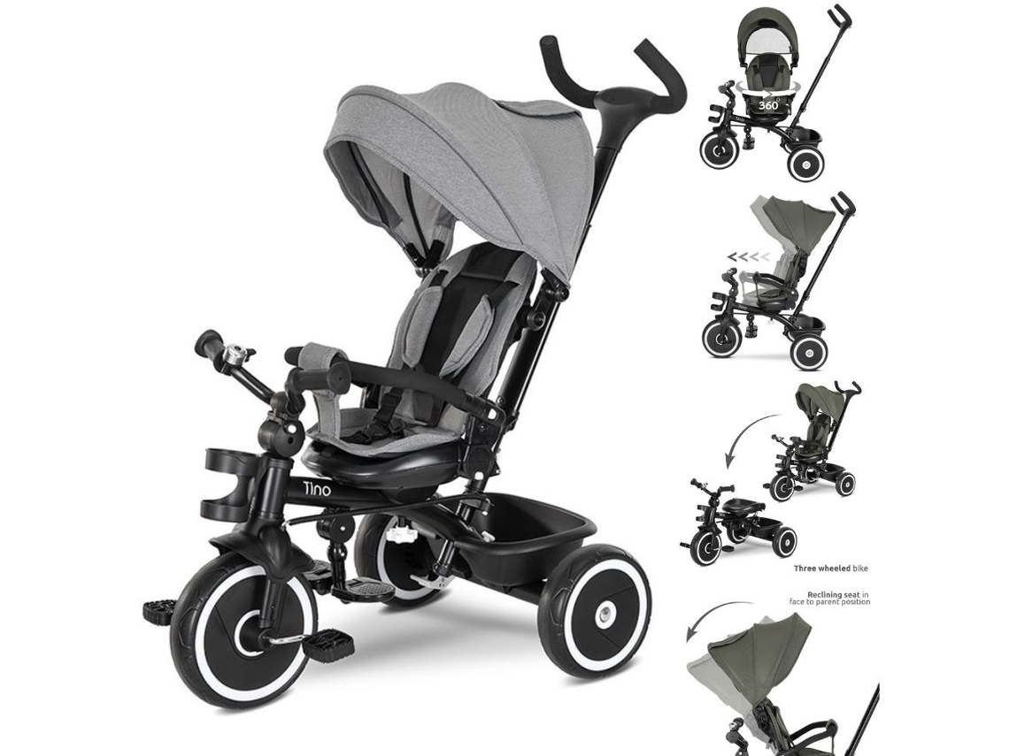 Triciclo Evolutivo Tino De Lorelli Con Asiento Giratorio Y Respaldo Reclinable - Grey
