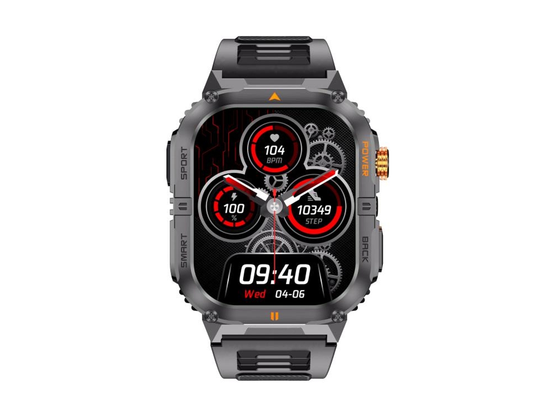 Reloj inteligente deportivo para actividades al aire libre con pantalla de 2 pulgadas, clasificación de resistencia al agua IP68 y linterna integrada. (negro)