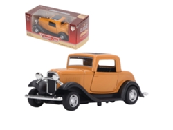 2026-modelo De Coche Clásico De Aleación Vintage Simulación Juguete Retro Con Puertas Abiertas Amarillo 1:32