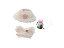 Camiseta y gorro de 3 piezas para muñecas de 6,7 pulgadas, botella de agua rosa Rosewell