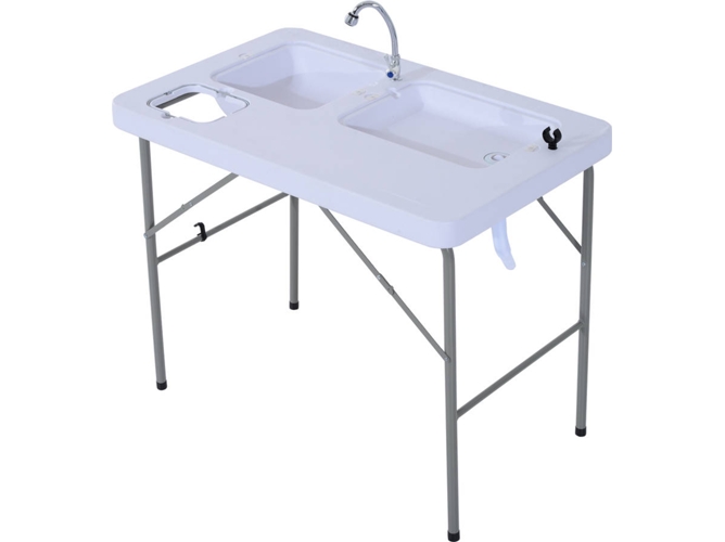 Outsunny Mesa Plegable multifuncional 2 en 1 de limpieza picnic con grifo y fregaderos para pesca camping barbacoa exteriores 101x66x81cm 101x66x81