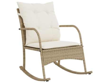 Silla mecedora de jardín VIDAXL con cojines ratán sintético beige