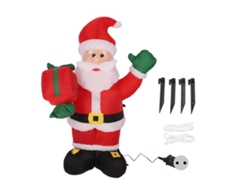 Adorno Navideño Inflable De Papá Noel Con Regalo, 1,35 M, Fibra De Poliéster Para Jardín Exterior, Enchufe Europeo 220v.