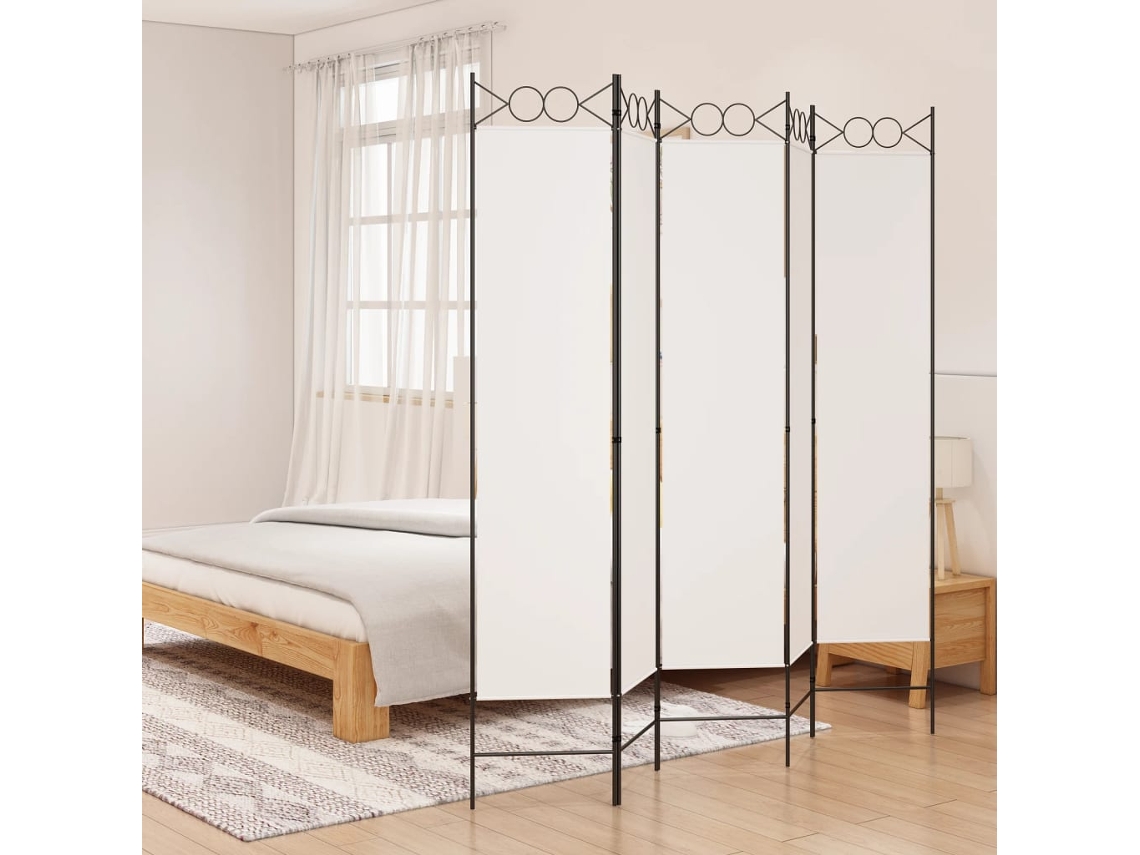 Biombo Divisor De 5 Paneles De Tela Blanco 200x200 Cm