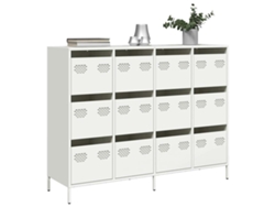 Aparador | Mueble De Comedor | Buffet De Acero Laminado En Frío Blanco 135x39x103,5 Cm Wsd83126