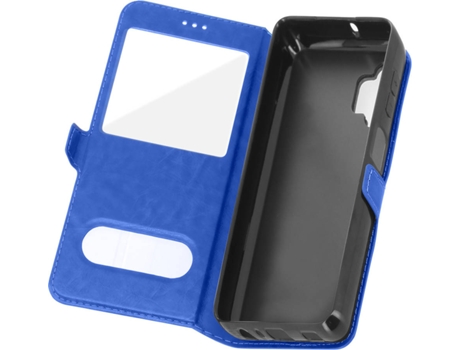 Carcasa Samsung Galaxy A32 5G AVIZAR con doble ventana y soporte Azul