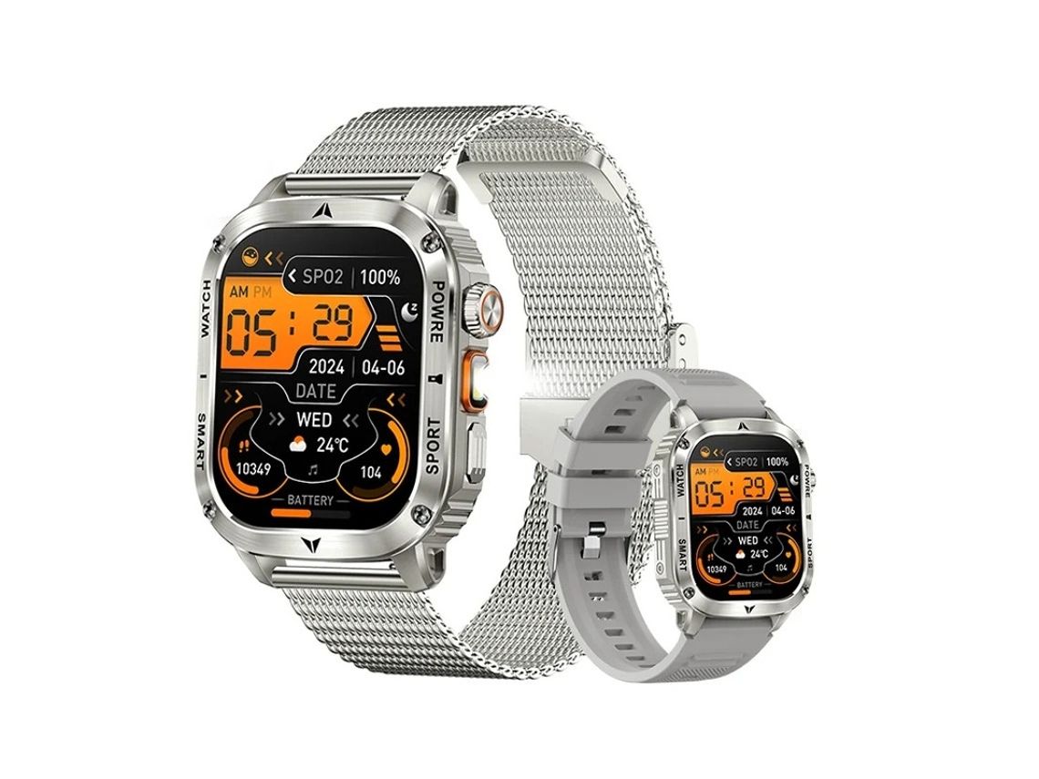 Linterna para reloj inteligente Bestvite Ak80 con batería grande de 400 mAh (plateada)