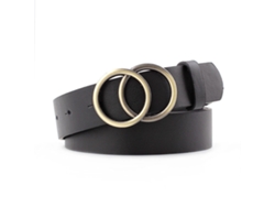Cinturón Casual De Piel Sintética Para Mujer Con Hebilla De Anilla, Ideal Para Fiestas, Compras Y Citas. Color Negro.