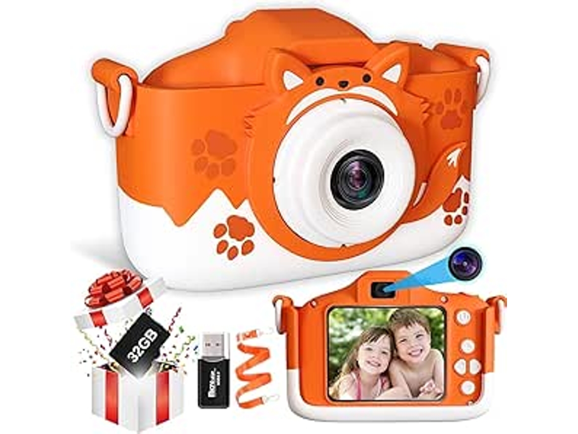 Cámara para niños 1080p HD con selfies, video 2.0, a prueba de golpes, 32 GB, juguete para niños, regalo para 3, 4, 5, 6, 7, 8 y 9 años