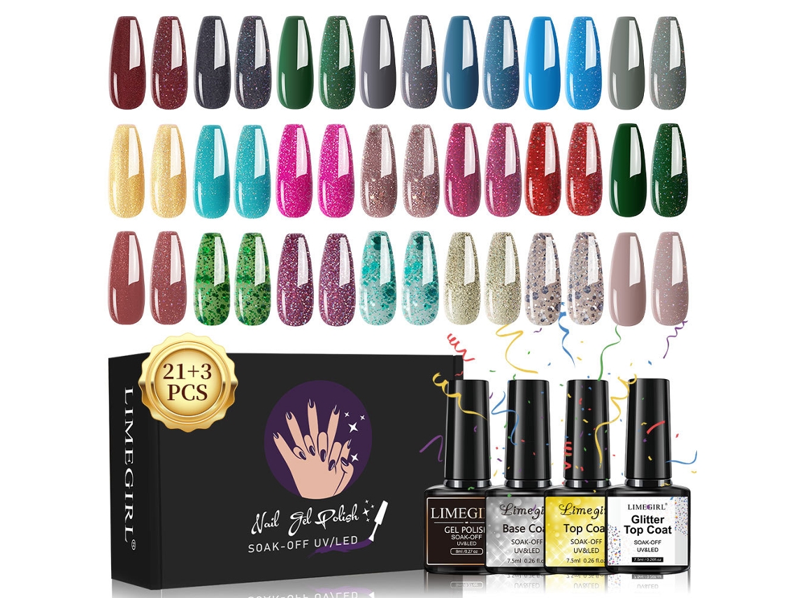 Juego de 21 esmaltes de uñas en gel, esmalte de uñas en gel funcional, gel UV, sin enjuague.cn128-4