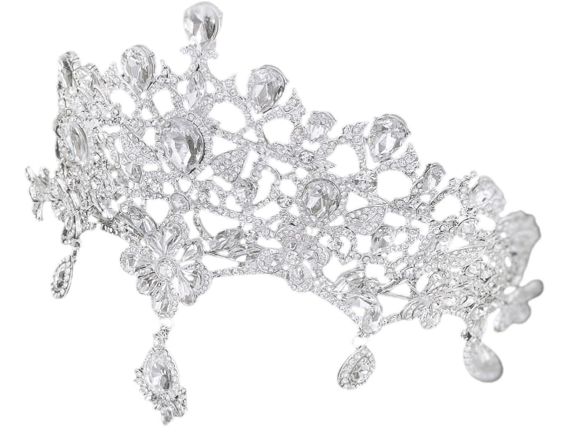 Tiara Feminina Com Coroa E Strass Para Casamento, Formatura E Apresentações.