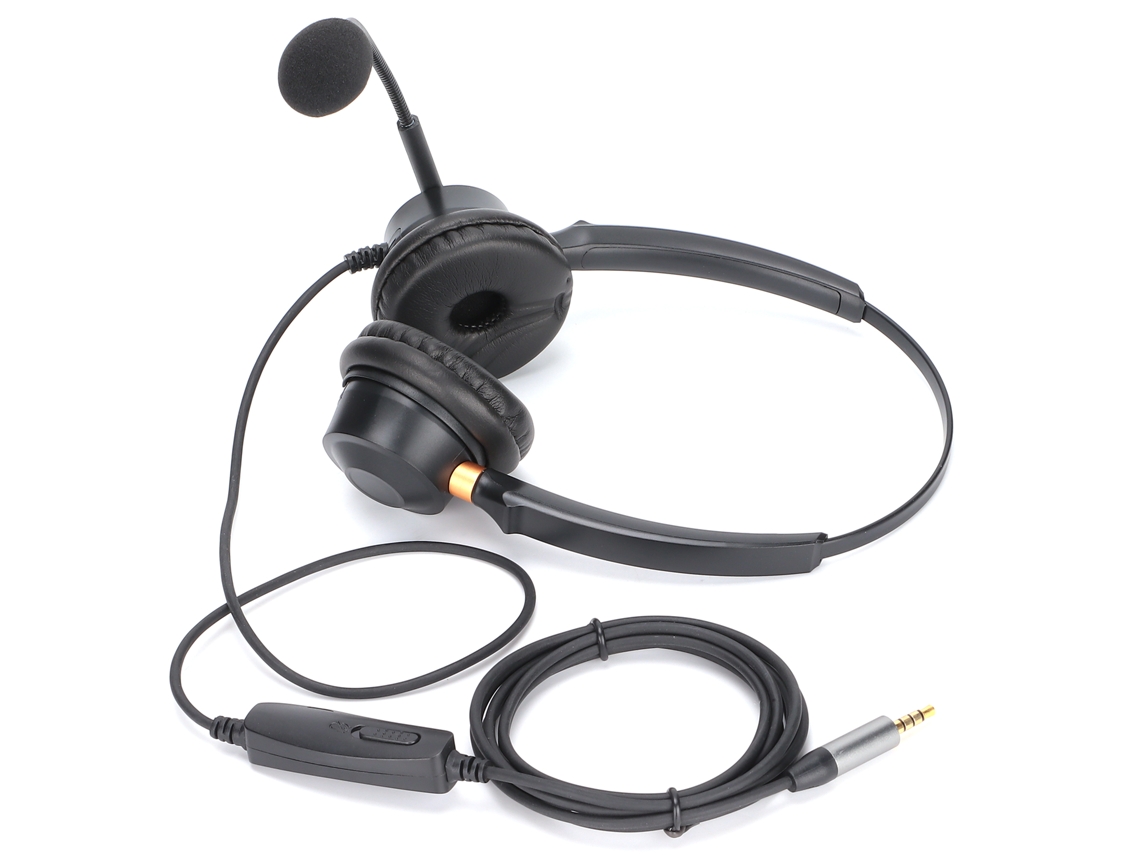 Auriculares Binaurales Con Micrófono Con Cancelación De Ruido Y Control De Audio Para Uso Empresarial Y De Oficina.