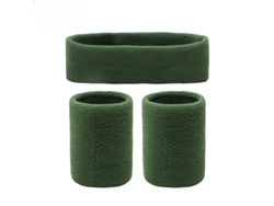 Conjunto unisex de muñequera y diadema Yuysan, absorbente del sudor y transpirable, longitud media-larga, verde oscuro.