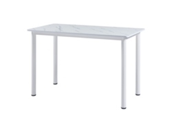Mesa de comedor Tammela versátil para 4 personas de acero y MDF 120 x 60 x 75 cm - Mármol blanco [EN.CASA]