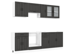 Conjunto 8 Mueble de cocina Kalmar negra VIDAXL madera contrachapada
