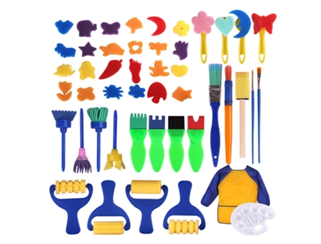 25 pinceles para niños, pinceles de pintura lavables, juego de pinceles de pintura con esponja para niños pequeños, juguetes de aprendizaje tempran...