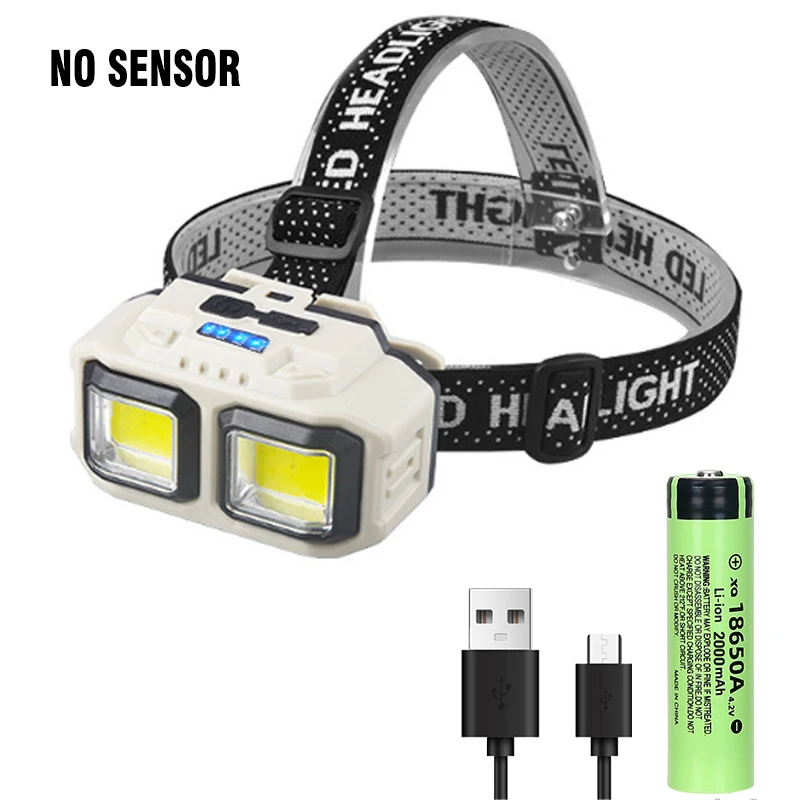 Linterna frontal LED con sensor, recargable por USB, impermeable, ideal para pesca, minería y camping. Aeuzwr