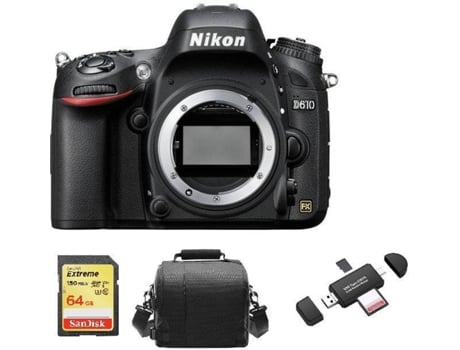 Kit Cámara Réflex NIKON D610 Corpo + Tarjeta SD de 64GB + Funda para cámara + Lector de Tarjeta de memória
