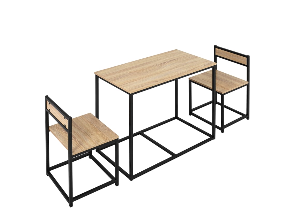 Conjunto De Mesa De Comedor 3 Piezas Con 2 Sillas, Mesa De Cocina Para 2 Personas, Ideal Para Espacios Pequeños, Roble