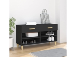Mueble Zapatero | Armario Zapatero De Madera Contrachapada Negro 102x35x55 Cm