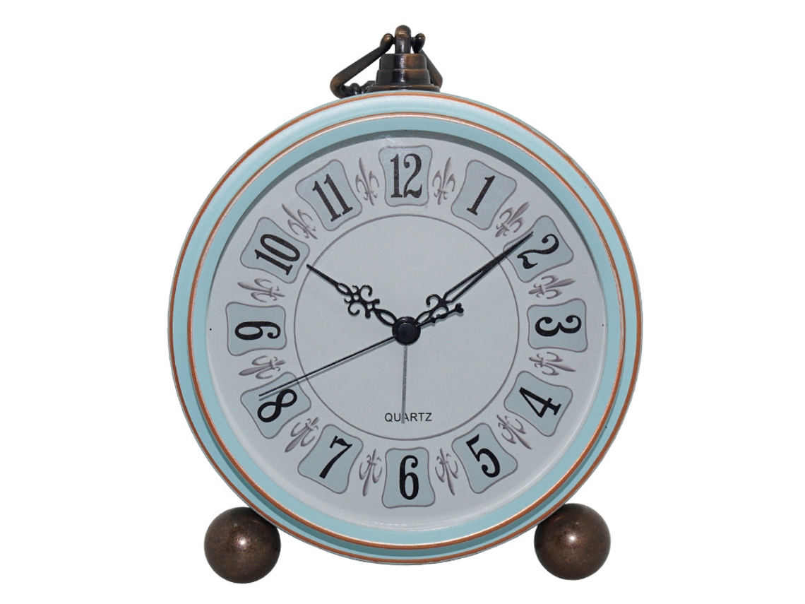 Reloj despertador de hierro retro europeo, reloj electrónico americano creativo, reloj silencioso luminoso simple para estudiantes, azul claro Sfushos