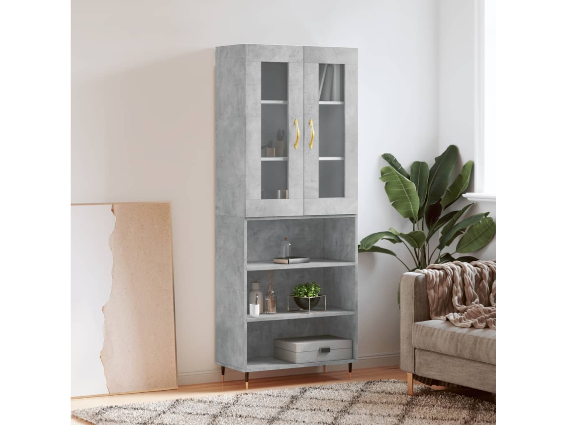 Aparador Alto Madera Contrachapada Gris Hormigón 69,5x34x180 Cm