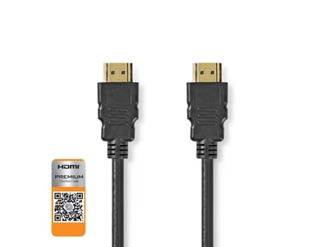 Cable Hdmi 2.0 Premium NEDIS Conector Hdmi Conector Hdmi 4K@60Hz 18 Gbps 1,00 Metros Formato Redondo Pvc Negro