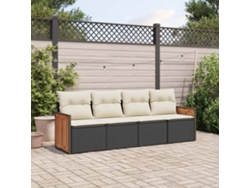 Conjunto de sofás de jardín de 4 piezas DKD Home Decor con cojines de mimbre negros