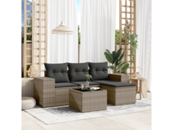 Juego De Sofás Jardín Con Cojines 5 Uds | Mueble De Jardín Ratán Sintético Gris