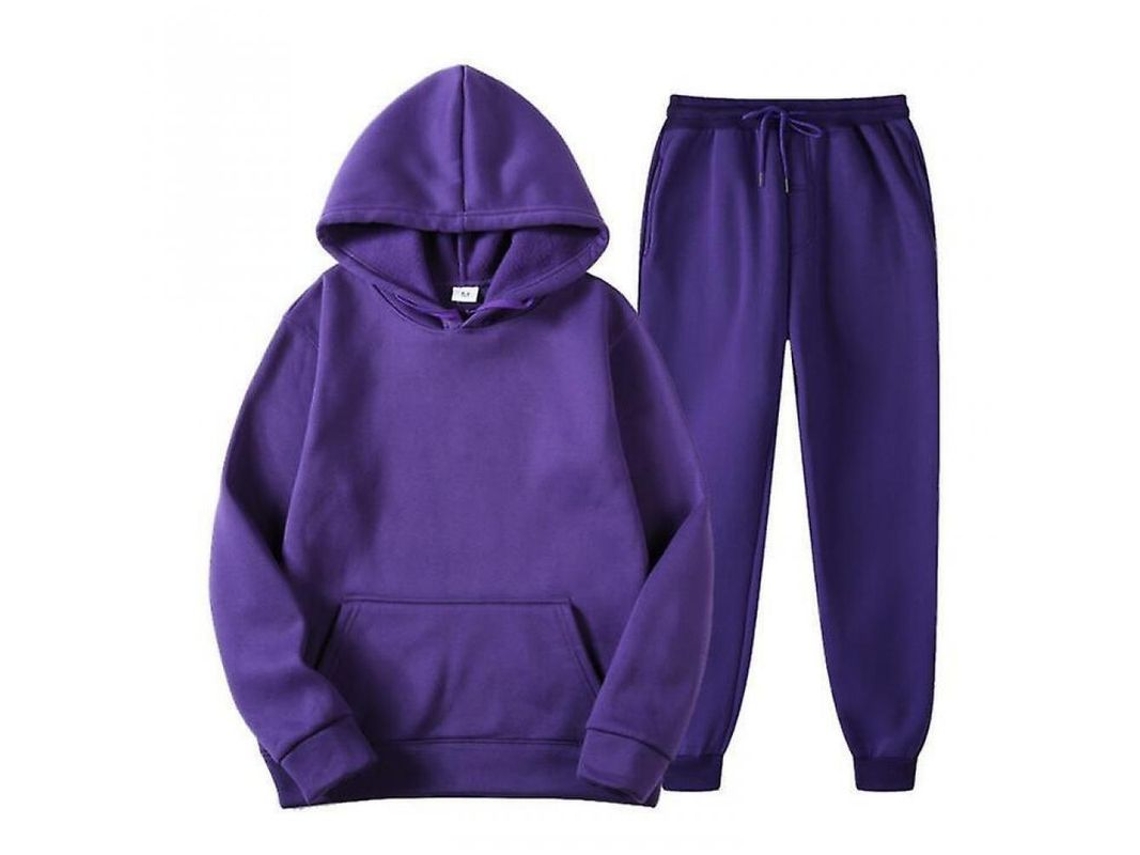 Conjunto De Sudadera Con Capucha De Manga Larga De Color Liso Para Hombre Gxr