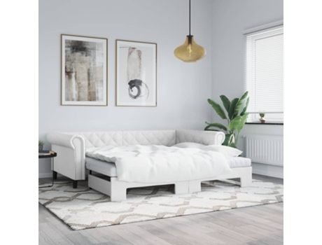 VIDAXL Sofá con cama nido cuero sintético blanco 90x200 cm