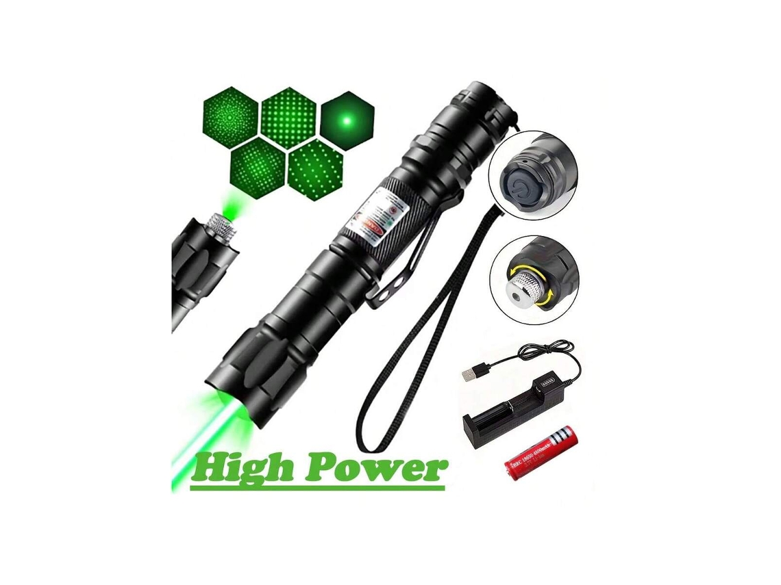 Linterna láser verde recargable por USB con alcance de 10.000 m. Puntero láser verde de largo alcance y alta potencia. Portátil y recargable. Mdug
