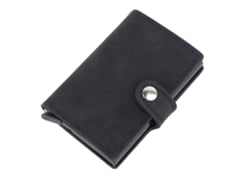 Tarjetero minimalista con hebilla de metal negro, tarjetero, billetera automática unisex.