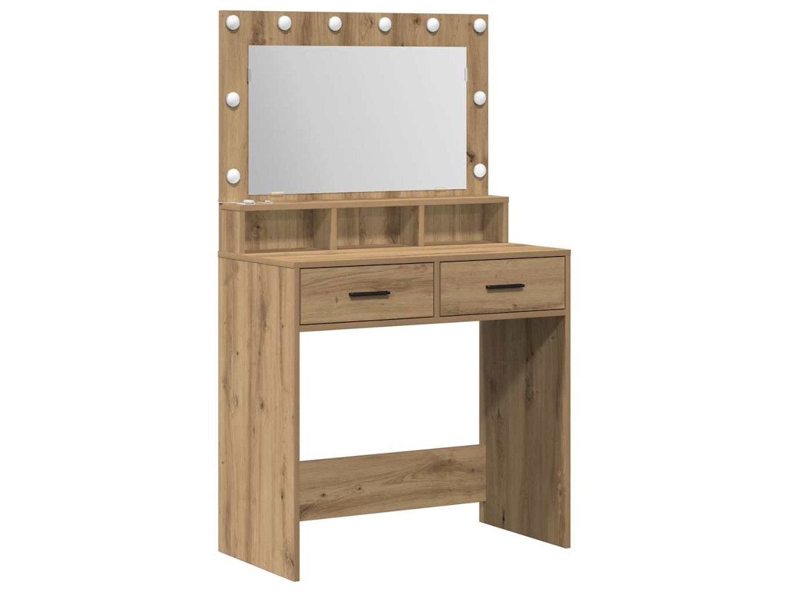 Mesa Tocador | Mesa De Vestidor Con Cajón Roble Artesanal 79 X 41 X 135 Cm