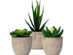 Juego de 3 pequeñas suculentas artificiales para decoración de mesa y dormitorio - Estética