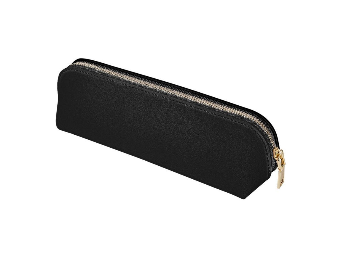2026rebe-estuche De Cuero Delgado Con Cremallera Metálica Para Lapices Bolígrafos Y Útiles Escolares Color Negro