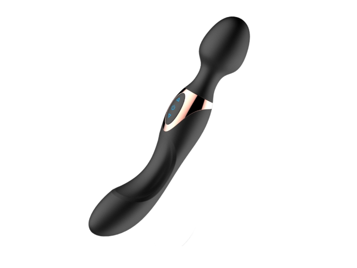 Masajeador Personal Recargable, Resistente Al Agua, Con Vibración De Doble Cabezal Y 8 Velocidades, Color Negro