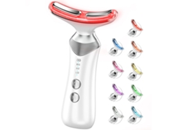 Terapia De Luz Roja 9 En 1 Para Rostro Y Cuello, Masajeador Facial Portátil Con Vibración Ajustable (blanco)