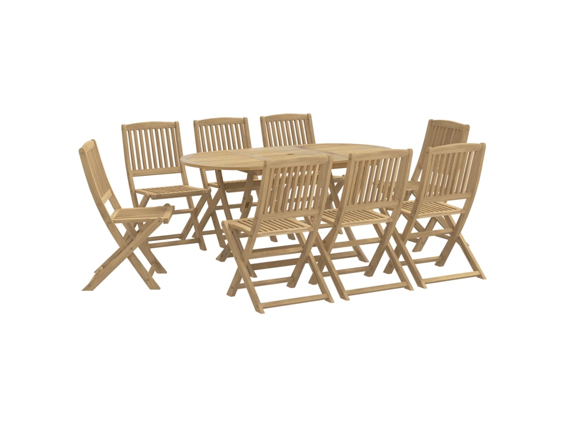 Conjunto 9 de comedor de jardín VIDAXL madera maciza de acacia